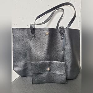 NWOT Elegant Black Tote Bag with Wallet Pouch